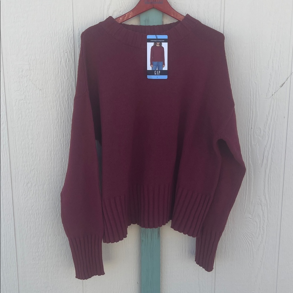 GAP Ribbed-Hem Crewneck Sweater L